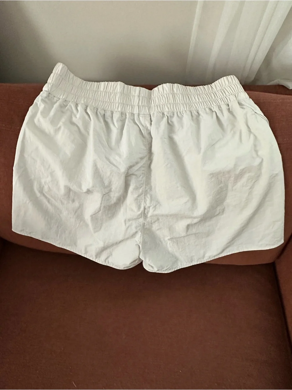 Zenana Outfitters Cream/Light Tan Elastic-Waist Athletic Shorts